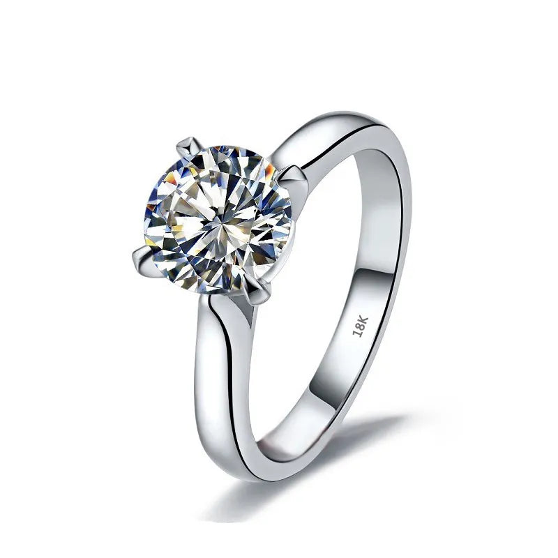 18K White Gold Color Ring With 2ct Zirconia Solitaire