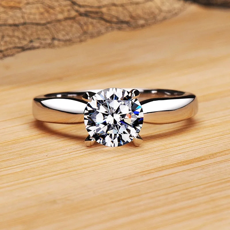 18K White Gold Color Ring With 2ct Zirconia Solitaire